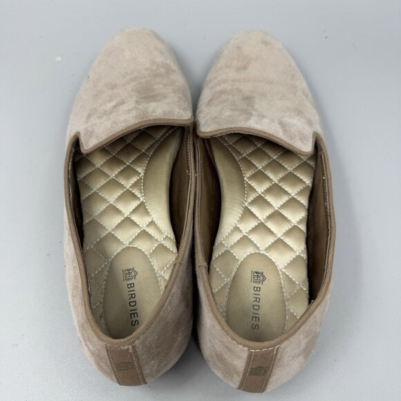 Birdies Sz 8.5 The Starling Shoe Loafer Slip On Flat Taupe  Tan Suede Leather - Picture 7 of 9